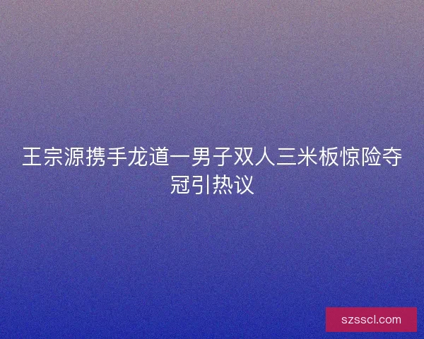 王宗源携手龙道一男子双人三米板惊险夺冠引热议